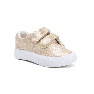 CYNTHIA ROWLEY Gold Glitter Goldie Double Velcro Sneakers (Toddler)